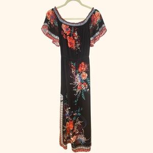 Flying Tomato Navy Floral Maxi Sundress with Flutter Sleeves